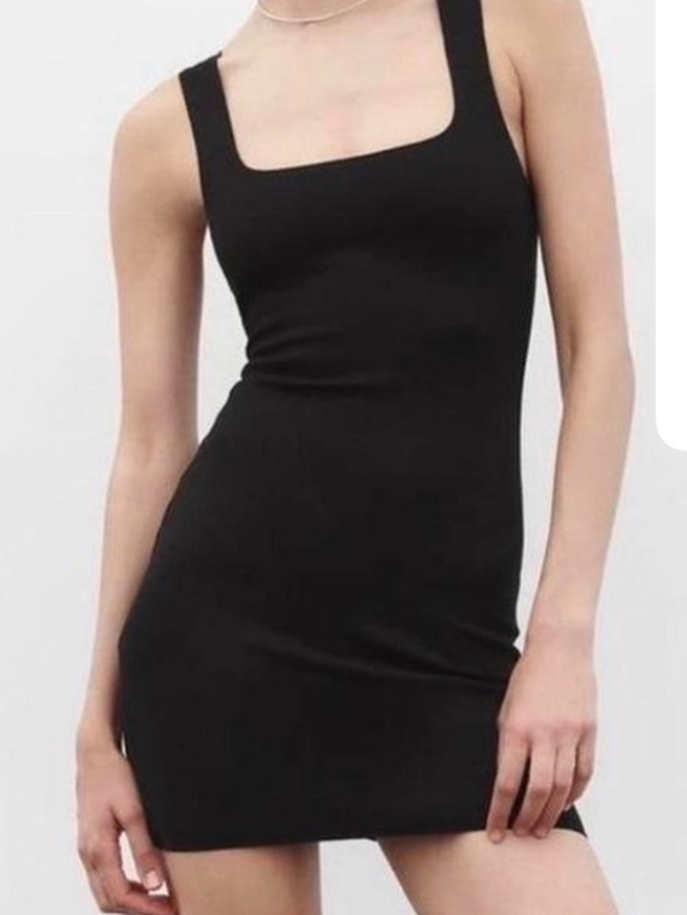 Classic Zara Black Square-Neck Mini Dress